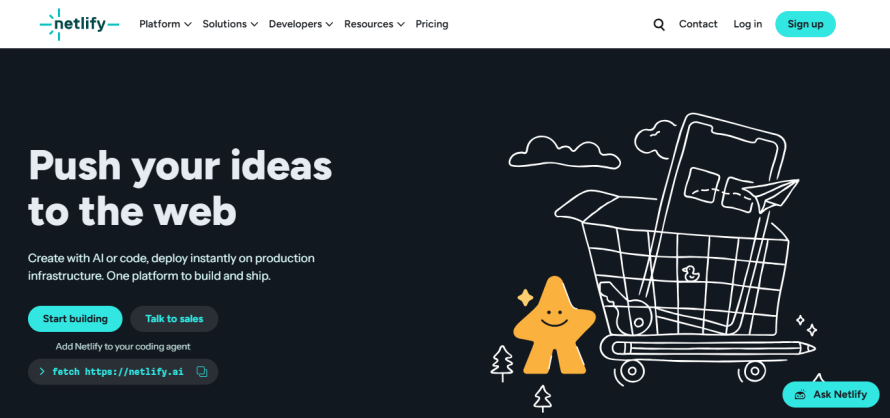Netlify’s homepage