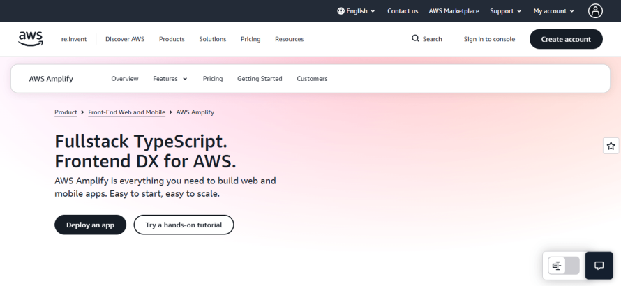 AWS Amplify’s homepage