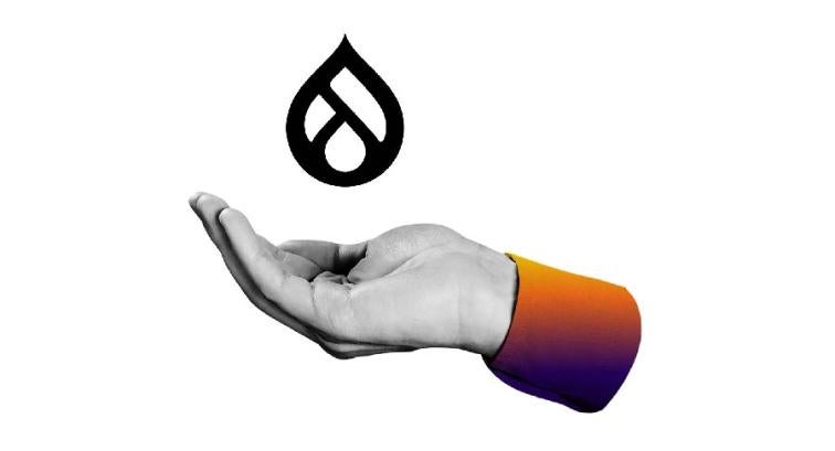 Drupal Logo Over a Cupped Hand