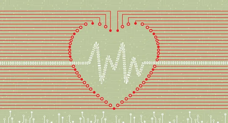 Heart with binary code