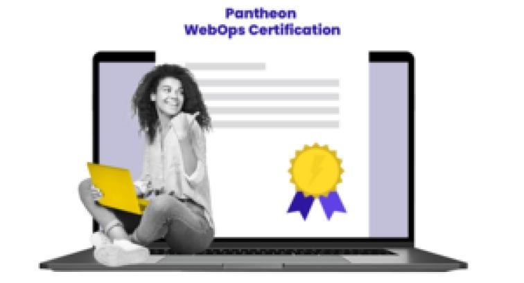 WebOps Certified badge on the computer screen