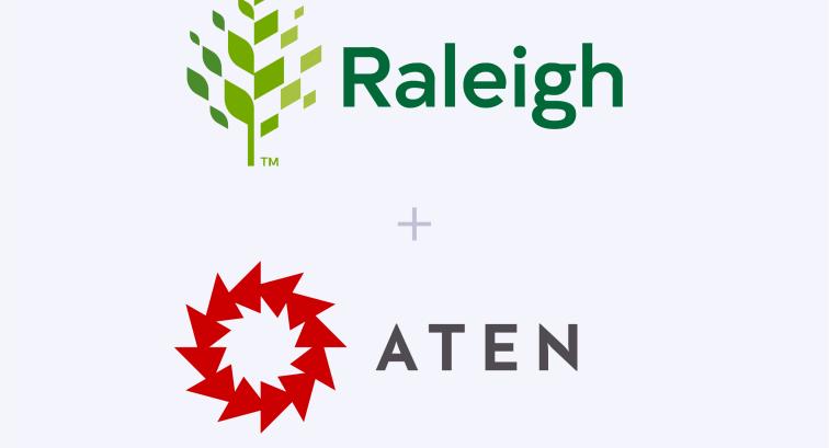 Raleigh and Aten's logos combined on white background