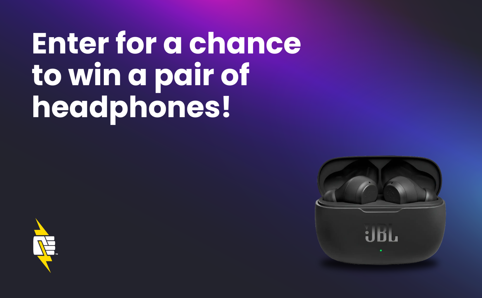 Image of jbl headphones with text enter for a chance to win