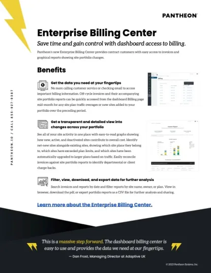 Pantheon Enterprise Billing Center datasheet