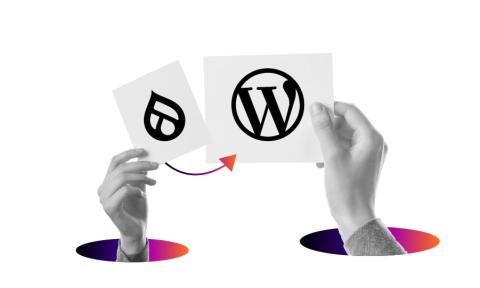 Drupal to WordPress logo collage