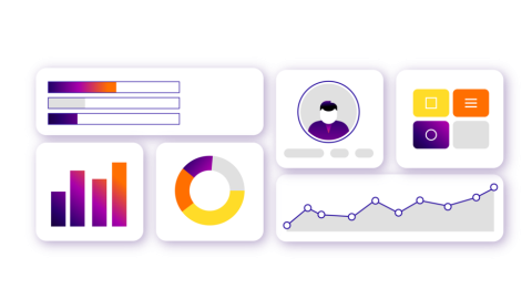 A collage featuring data graphs and charts.