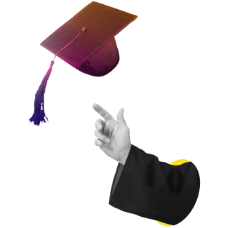 Hand throwing graduation cap