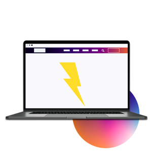 Media laptop with Pantheon logo
