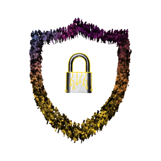 Lock in multicolored shield