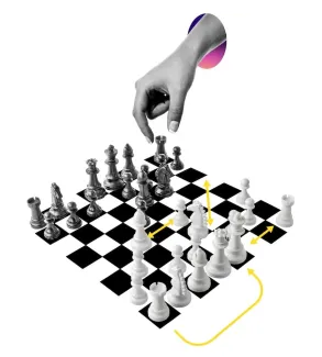 Hand playing chess