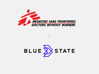 Doctors Without Borders and Blue State logos on white