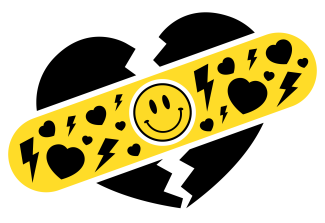 Pantheon-themed bandaid over a broken heart
