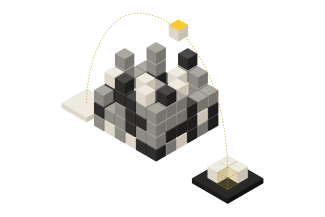 Multi-colored blocks stacked