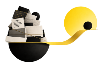 Illustration of tied up paperwork